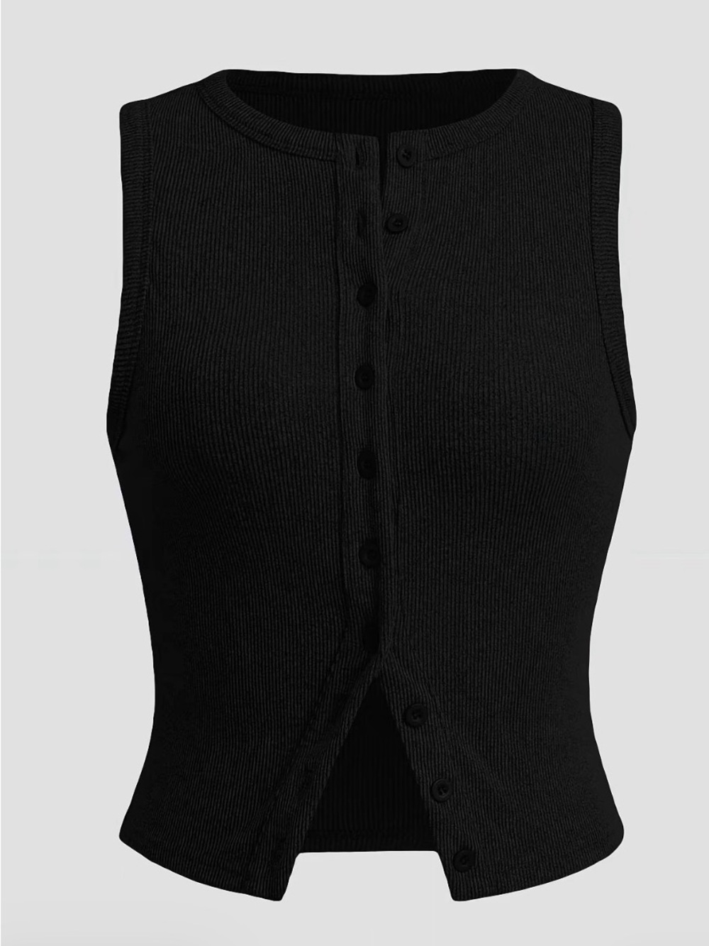 compression ribbed button down tank - Picture 2 of 4